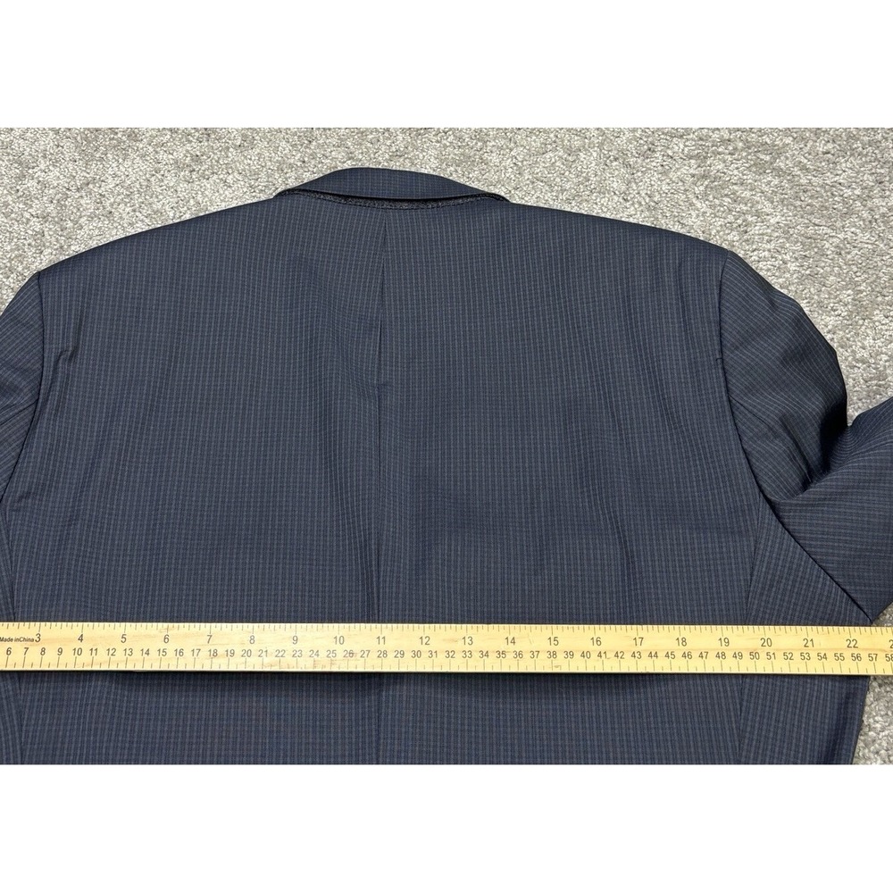 Hugo Boss Pasolini Movie Mens Suit 44L Check‎ Gray Blue Black Wool Coat Jacket - Picture 8 of 9